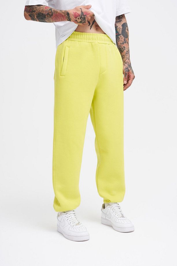 Erkek Basic Jogger Relaxed Neon Sarı Eşofman Altı - 2