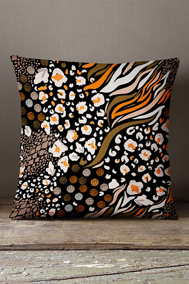 Velvet Babyface Brown Orange Snakeskin Zebra Pattern Print Throw Pillow Pillow Case - Cgh362