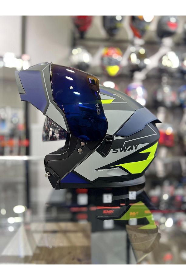 Iridyum Vizörlü Mavi 912 Çene Açılır Kask ( 1 Şeffaf Vizör) - 5