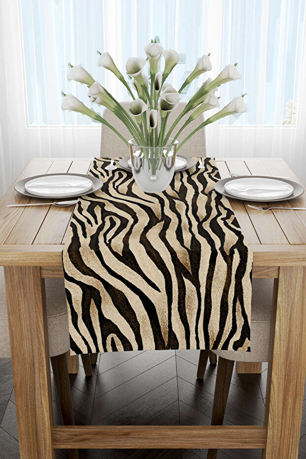 عداء الطباعة الرقمية بنمط الحمار الوحشي باللون البني والأسود - Cgh360-rn - 1