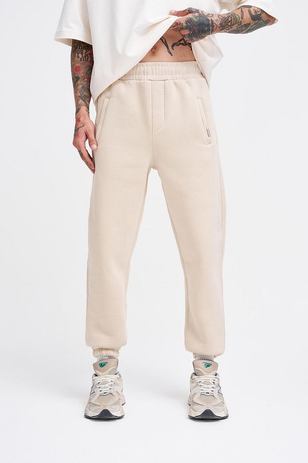 Erkek Basic Jogger Relaxed Açık Bej Eşofman Altı - 1