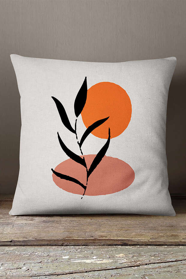 Velvet Babyface Black Red Modern Leaf Patterned Digital Printed Throw Pillow Cover Cgh658
