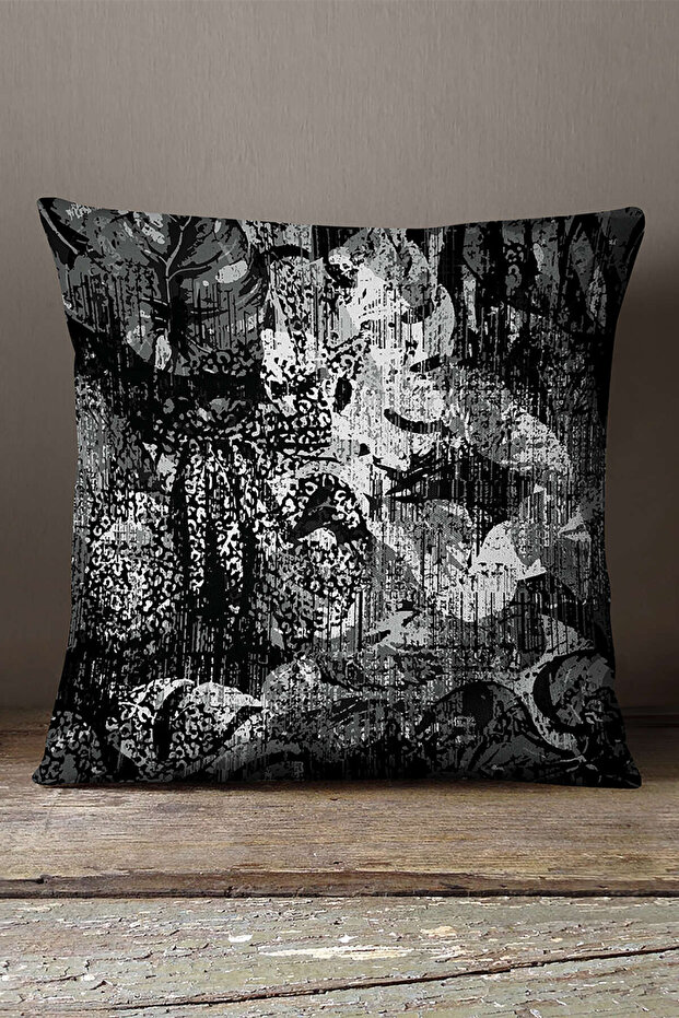Velvet Babyface White Black Tropical Leaf Throw Pillow Pillow Case - Cgh069