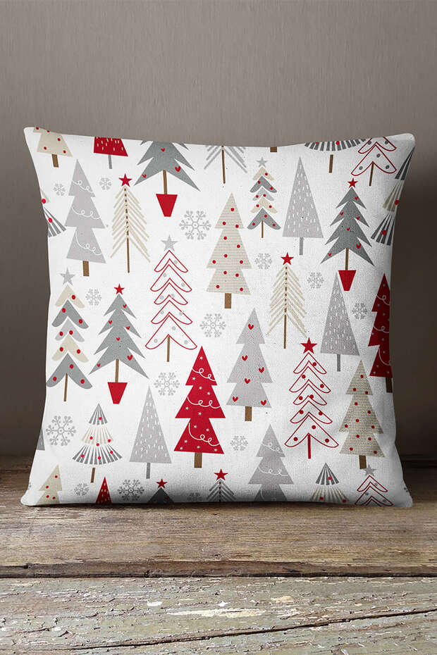Velvet Babyface Red Gray Christmas Themed Digital Printed Throw Pillow Pillow Case - Cgh298
