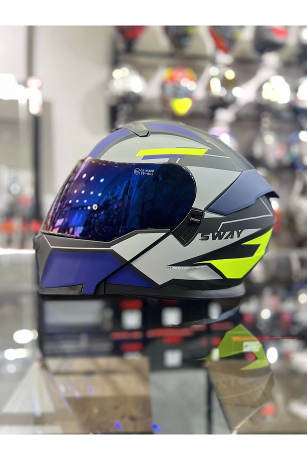 Iridyum Vizörlü Mavi 912 Çene Açılır Kask ( 1 Şeffaf Vizör) - 6