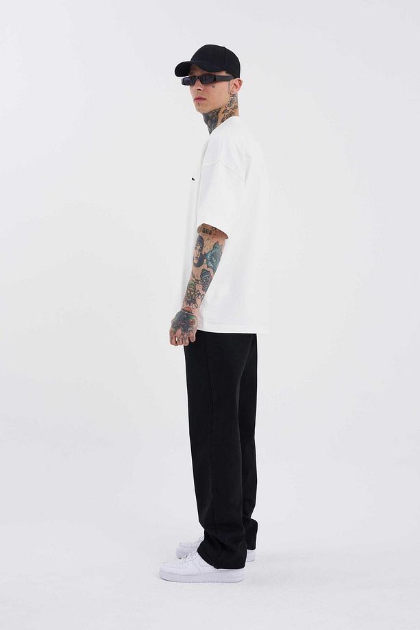 Erkek Relaxed Baggy Jean Siyah Pantolon - 5