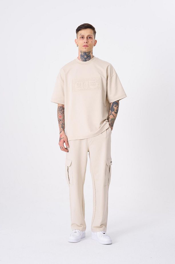 Erkek Machinist Dollar Basic Oversize Açık Bej Tişört - 3