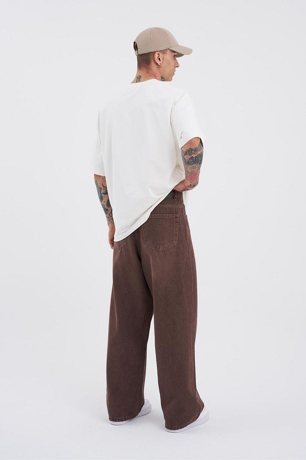 Erkek Oversize Baggy Jean COFFEE ASİT - 6
