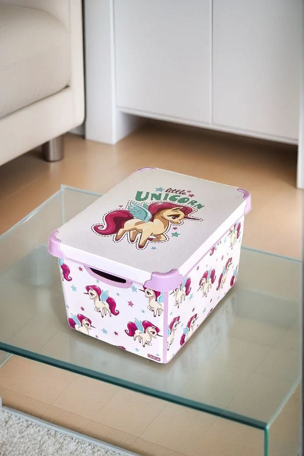 Style Box UNICORN Desenli 20 L Dekoratif Oyuncak ve Saklama Kutusu - 3
