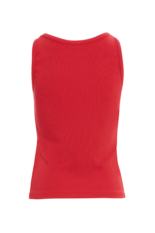 Sıfır Kollu Basıc Kırmızı Bluz - 1