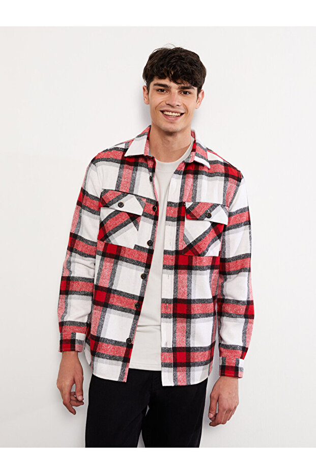 Regular Fit Herren-Hemdjacke mit langen Ärmeln und Karomuster - 2