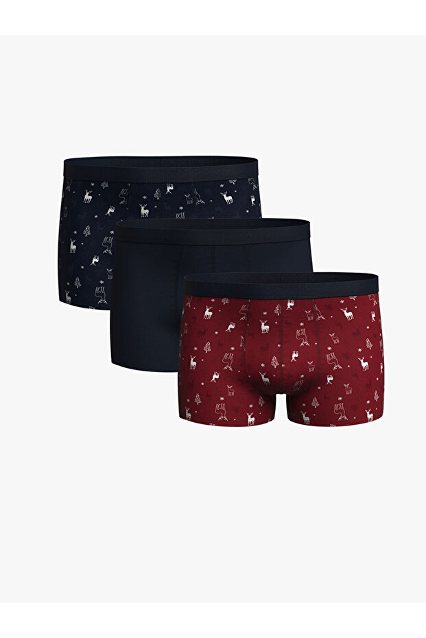 New Year's Themed Cotton Flexible Men's Boxer 3-Pack