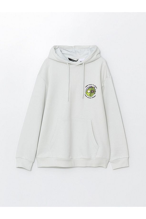 LCW Uzun Kollu Rick and Morty Baskılı Erkek Kalın Hoodie - 6