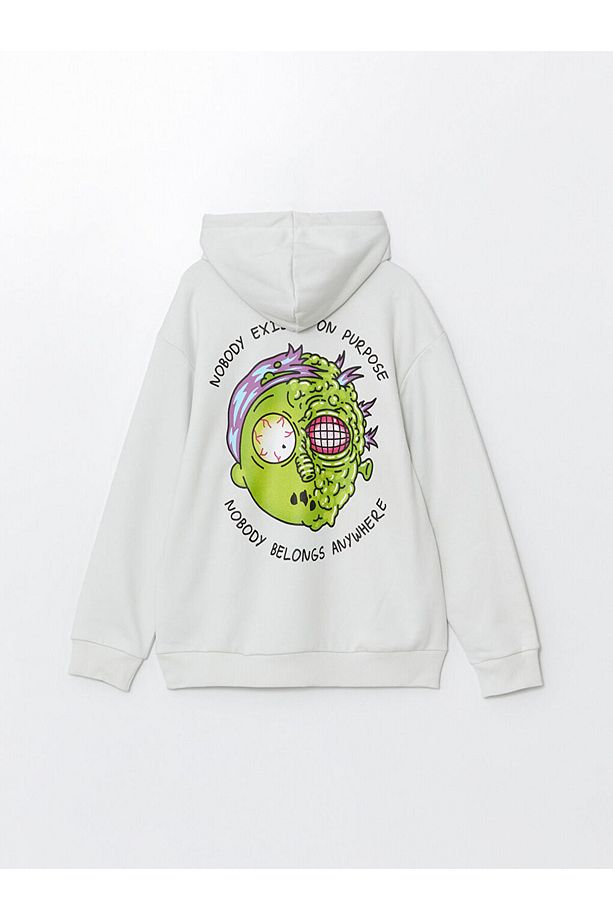 LCW Uzun Kollu Rick and Morty Baskılı Erkek Kalın Hoodie - 8