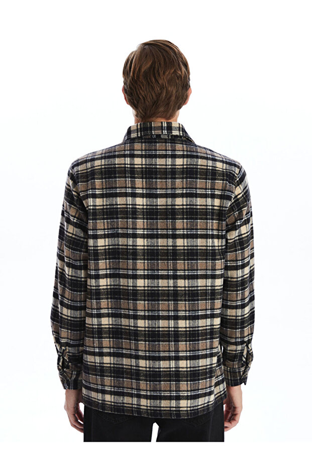 LCW Regular Fit Uzun Kollu Ekose Gabardin Erkek Gömlek - 6