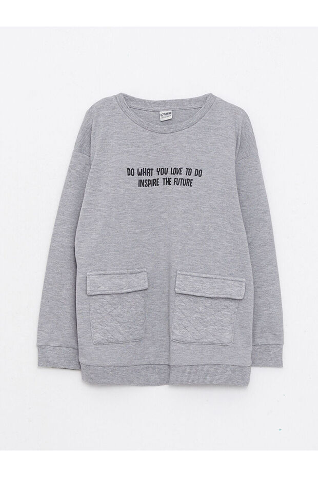Crew Neck Printed Long Sleeve Boy's Sweatshirt - W23322Z4