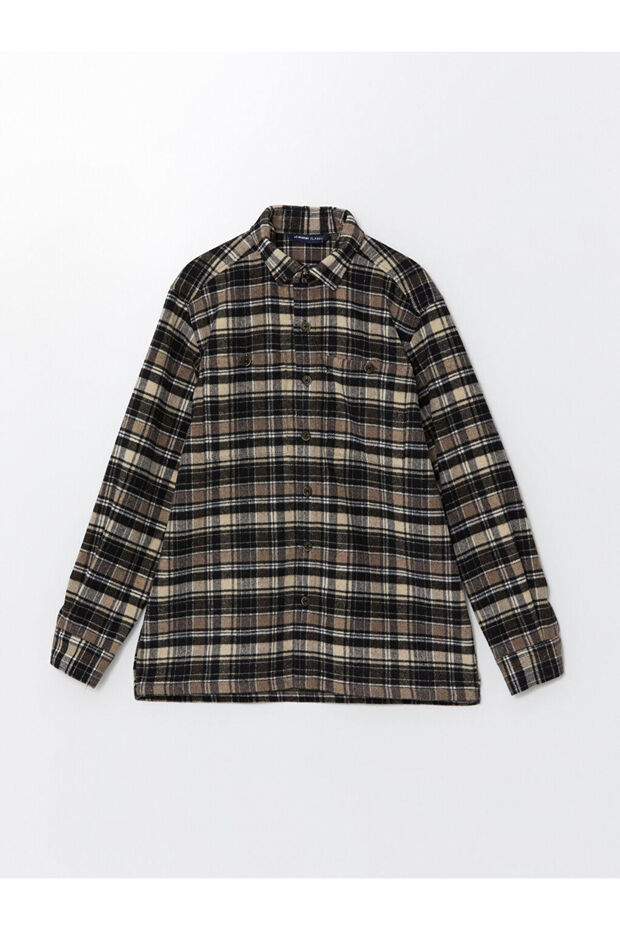 LCW Regular Fit Uzun Kollu Ekose Gabardin Erkek Gömlek - 7