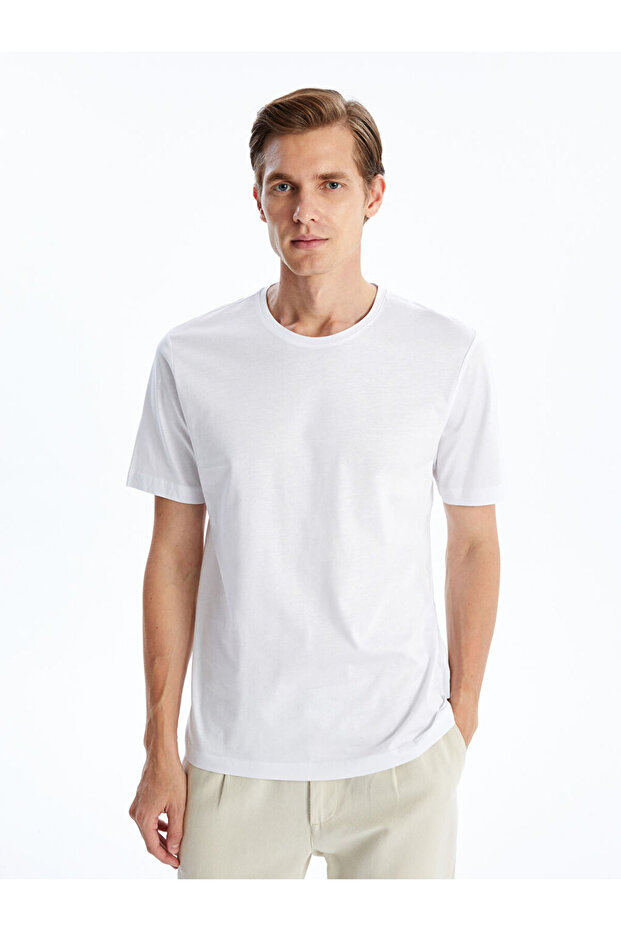 Crew Neck Short Sleeve Combed Cotton Men's T-Shirt