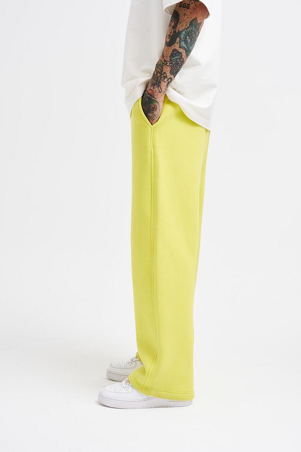 Erkek Baggy Oversize Neon Sarı Eşofman Altı - 3