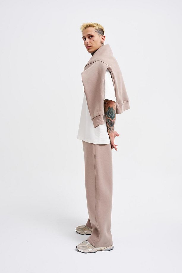Erkek Baggy Oversize Açık Gri Eşofman Altı - 7