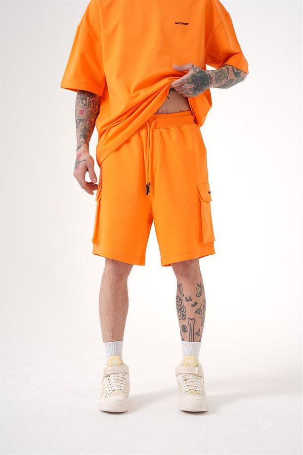 Erkek Kargo Basic Oversize Soft Turuncu Şort - 1