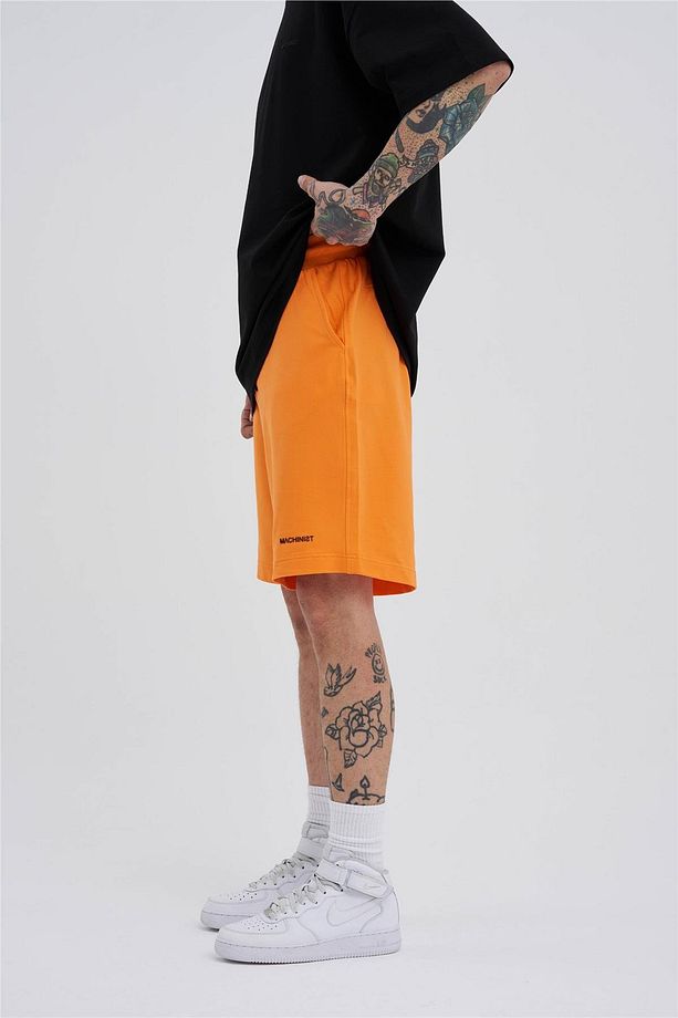 Erkek Cepli Basic Oversize Turuncu Şort - 3