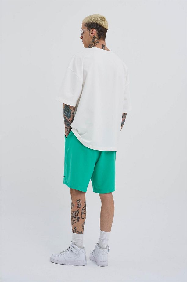 Erkek Basic Oversize Yeşil Şort - 5