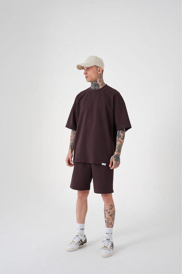 Erkek Premium Cepli Basic Relaxed Pamuklu Kahve Şort - 4