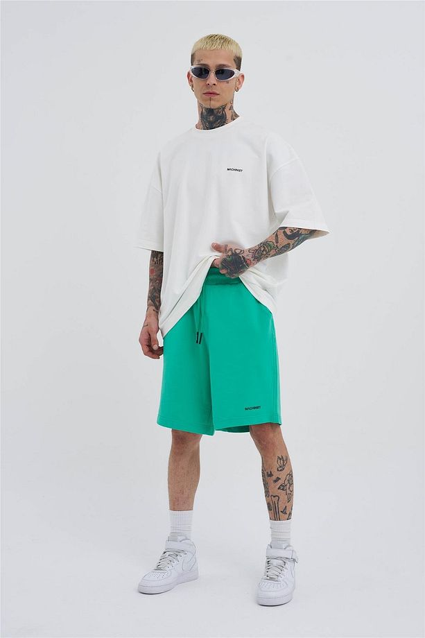 Erkek Basic Oversize Yeşil Şort - 3