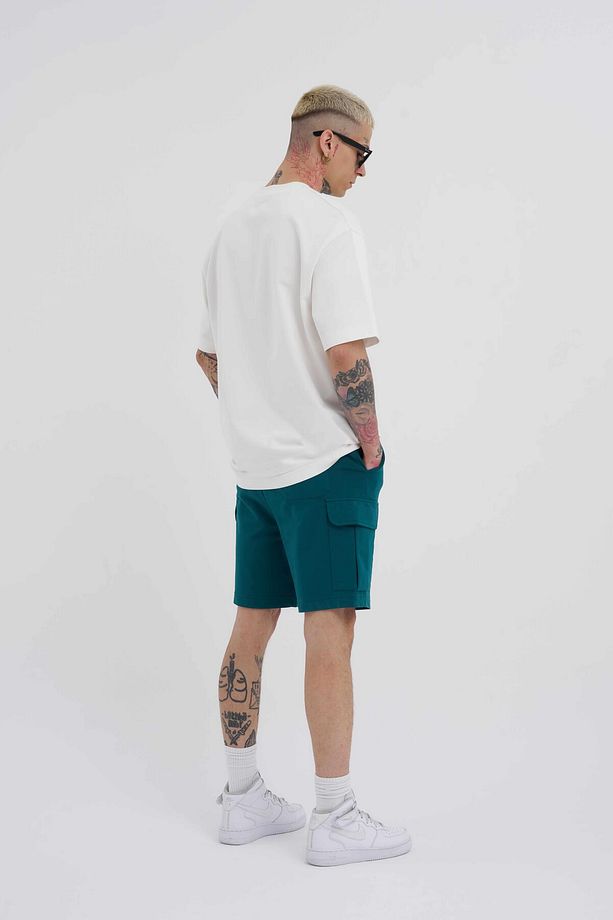 Erkek Kargo Cepli Basic Relaxed Koyu Yeşil Şort - 6