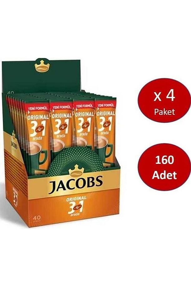 3'ü 1 Arada Karışım Kahve 160 Adet ( 40'lı Kutu X 4) - 1