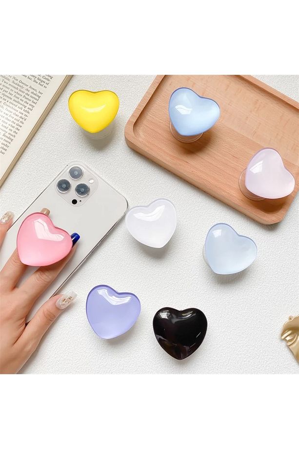 Popsocket Yapışkanlı Kalp Telefon Tutacağı Kalp Şekilli Akrilik Epoksi Yüzey Parmak Tutucu - 7