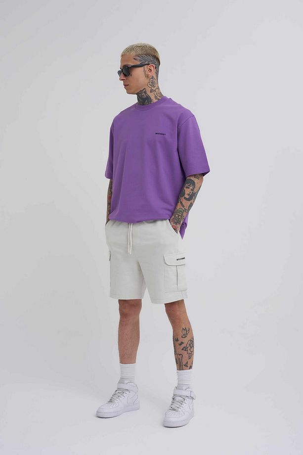 Erkek Kargo Cepli Basic Relaxed Gri Şort - 5