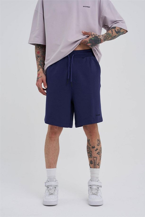 Erkek Basic Oversize Lacivert Şort - 1