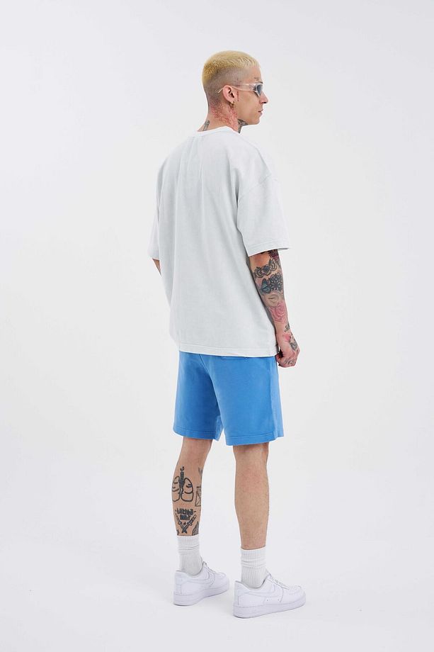 Erkek Luxury Basic Yıkamalı Relaxed Mavi Şort - 6