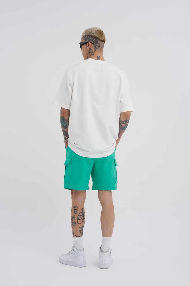 Erkek Kargo Cepli Basic Relaxed Yeşil Şort - 6