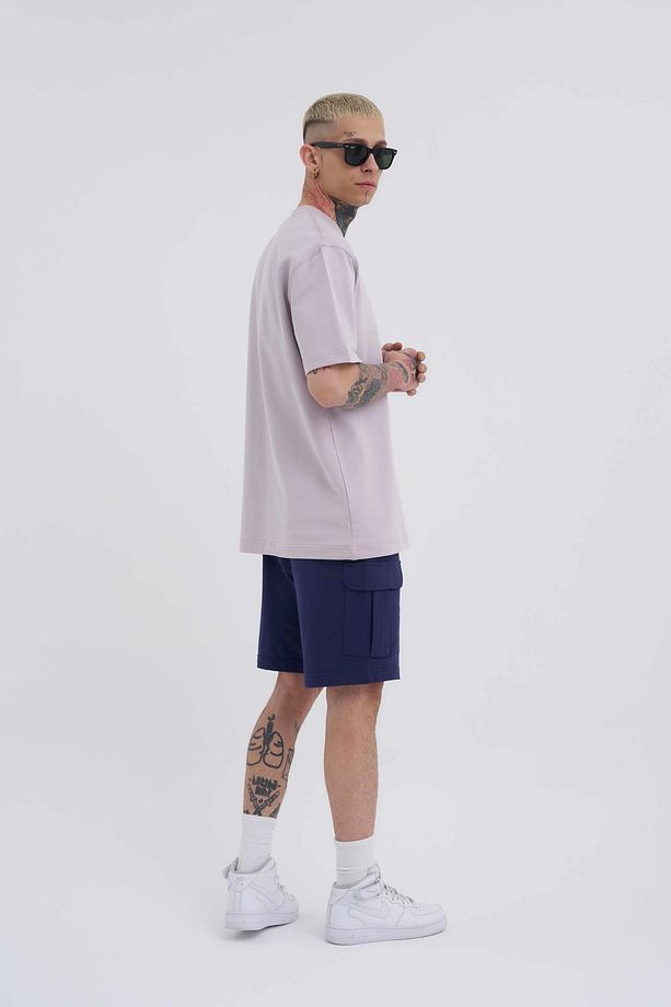 Erkek Kargo Cepli Basic Relaxed Lacivert Şort - 6