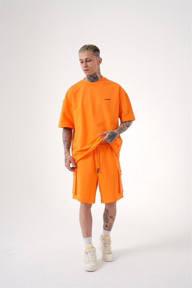 Erkek Kargo Basic Oversize Soft Turuncu Şort - 5