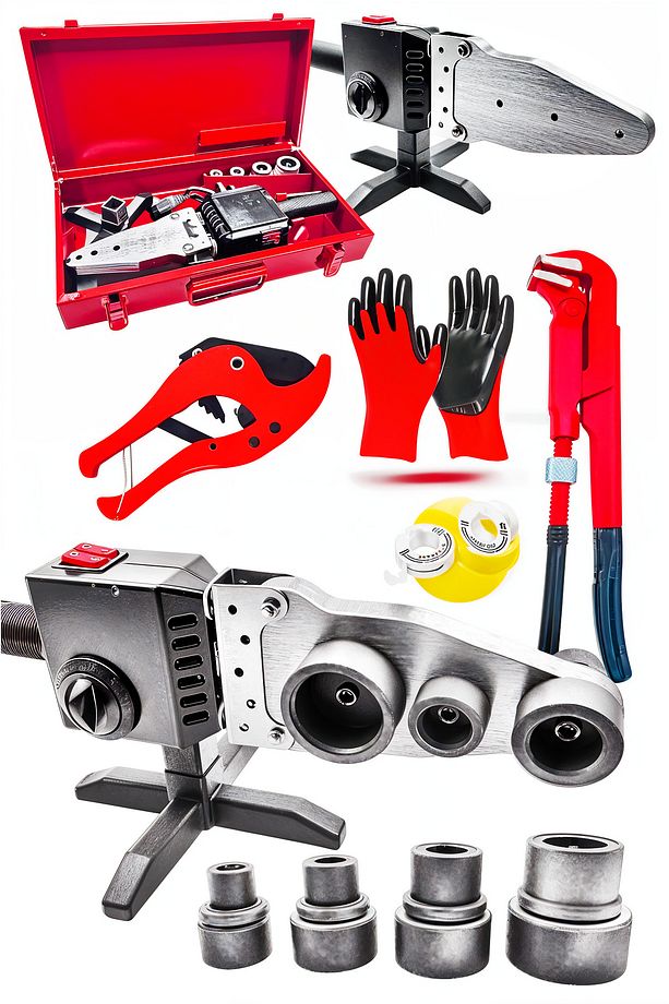 Çift Residanslı Isı Ayarlı Pprc Plastik Boru Kaynak Makinesi Maşalıboru Anahtarı Teflon Makaslı Set - 1