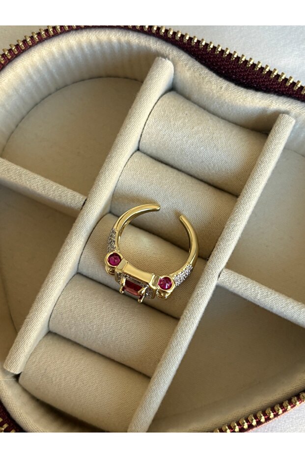 خاتم نموذج رباعي من الحجر الفوشيا - 4