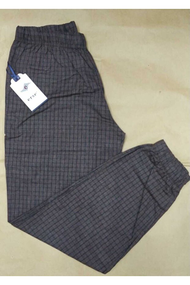 POPLİN FLANEL DOKUMA   PAÇA  LASTİKLİ TEK ALT PANTOLON PİJAMA  0809 - 2