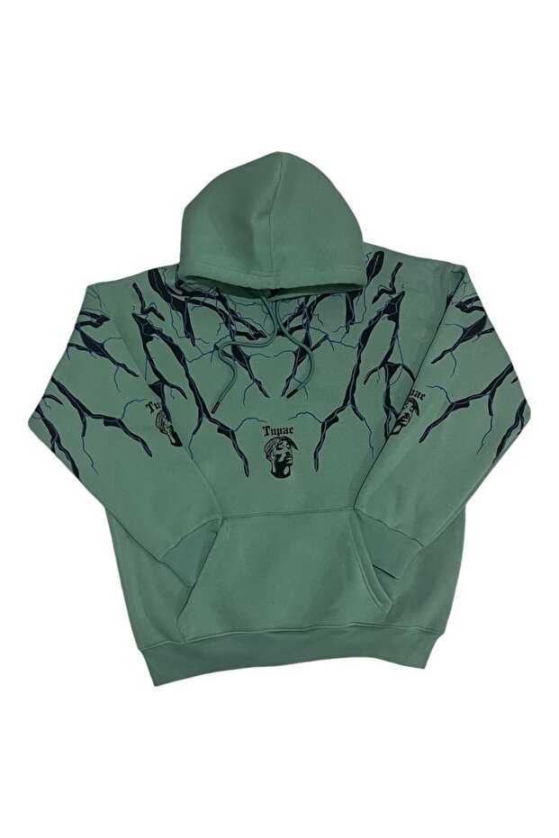 Unisex Regular Fit Cotton Soft Textured Fleece Patterned Hooded Sweatshirt