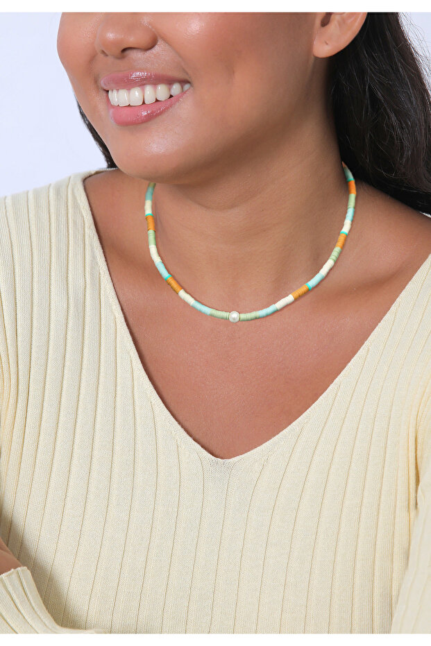 Dámský náhrdelník Surfer Heishi Beads s perlami ve tvaru mušle ze sterlingového stříbra 925 - 6