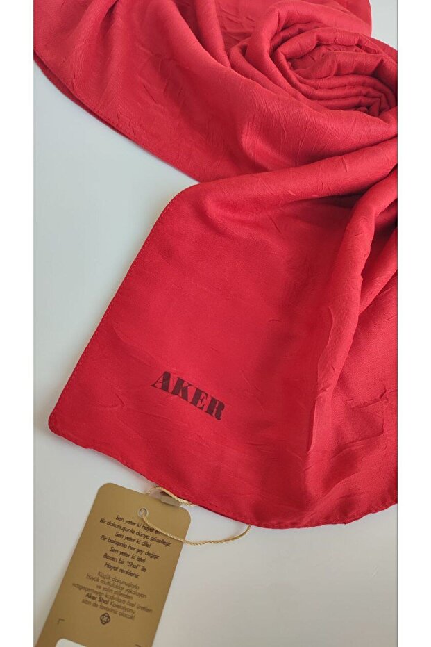 Kırmızı Bambu Kraş Şal - 3