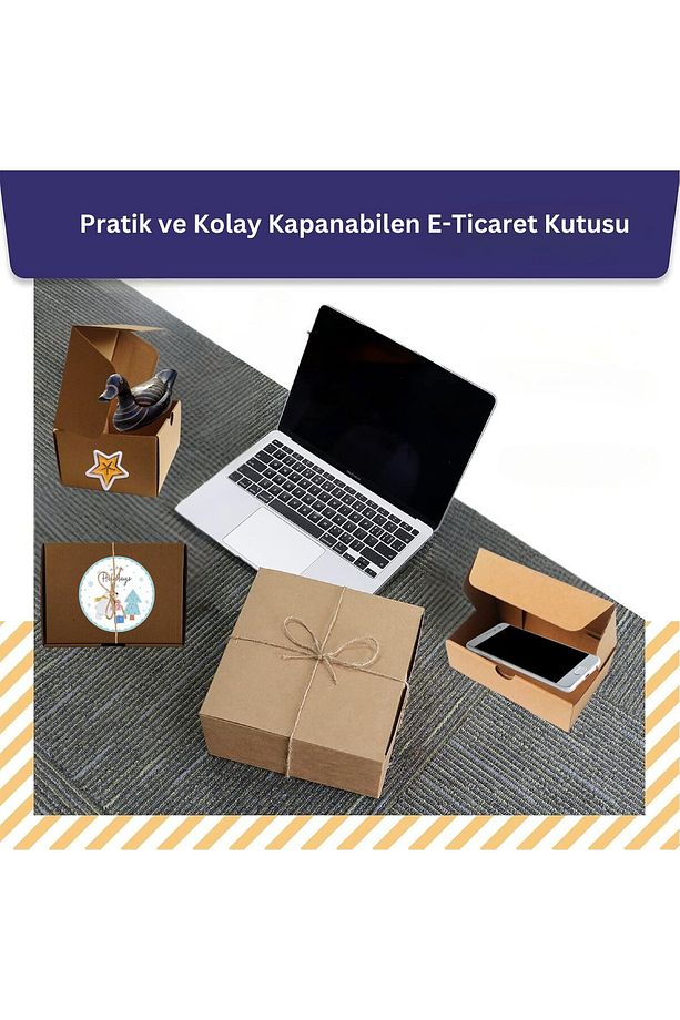 Kilitli E-Ticaret Hediye Kutusu, Kraft Karton Kargo Paketleme Kutusu, 25 Adet, 17x12x5 Cm - 5