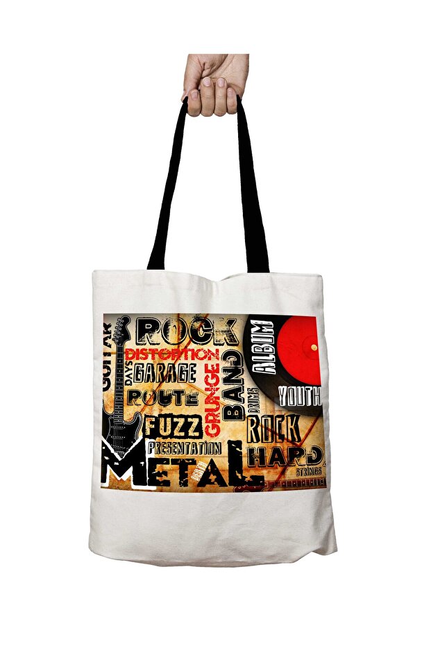 Rock Icons Metal Washable School Shoulder Bag with Black Handles
