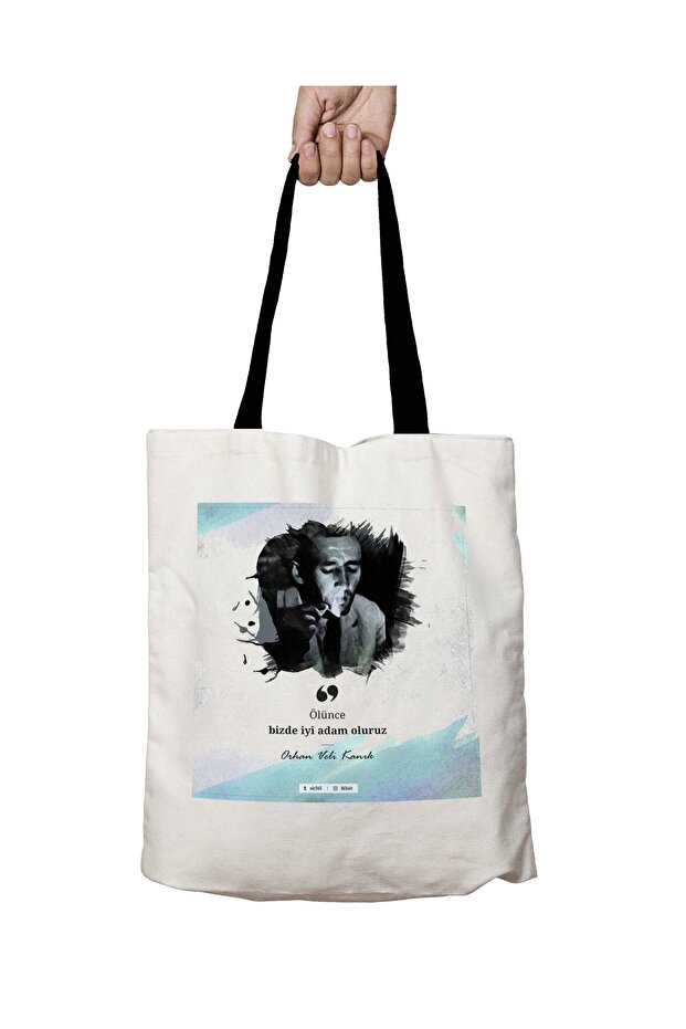 Orhan Veli Kanik Washable School Shoulder Bag with Black Handles
