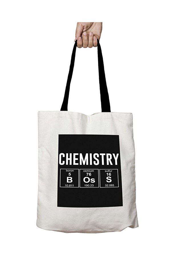 Chemistry Boss with Black Handles Periodic Ruler Washable School Shoulder Bag