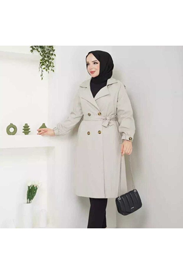 Kadın Astarlı Trençkot - 1