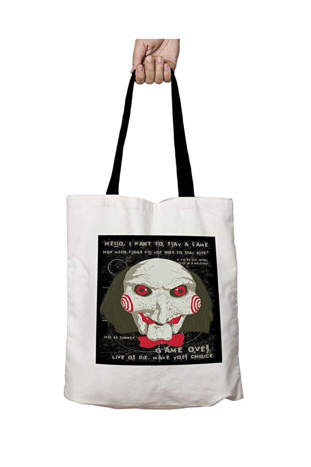 Black Handle Jigsaw Saw Clown Head Washable School Shoulder Bag